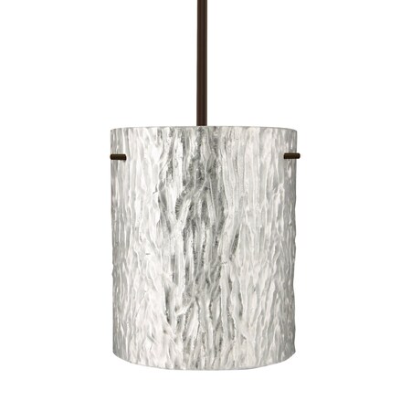 Besa Lighting Tamburo 8 Stem Pendant, Stone Silver Foil, Bronze Finish, 1x100W Incandescent 1TT-4006SS-BR